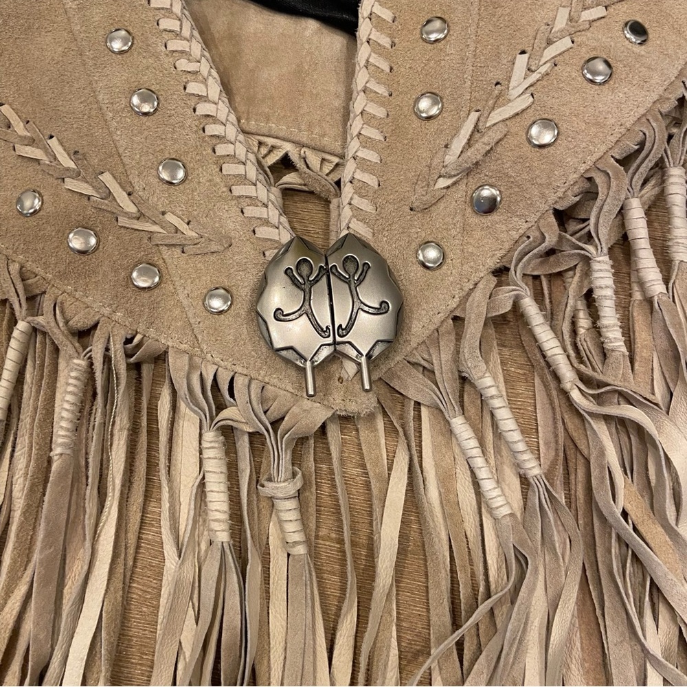 Native American Suede Beaded Shawl by Red Clay People, Butterfly Transformation - Picture 3 of 16